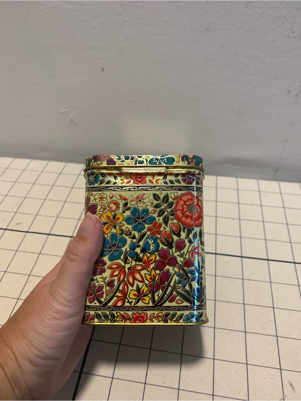 Vintage Floral Tea Tin - Made in England - Mid Century Cottagecore Aesthetic